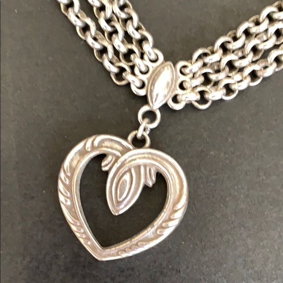 Brighton Jewelry - Brighton Retired Triple Chain Heart Necklace
